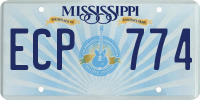 MS license plate ECP774