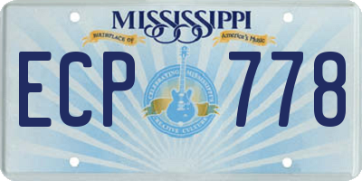 MS license plate ECP778