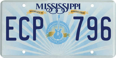 MS license plate ECP796