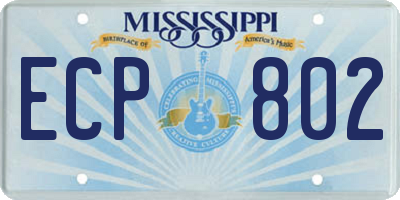 MS license plate ECP802