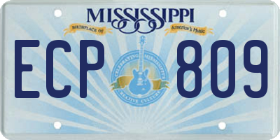 MS license plate ECP809