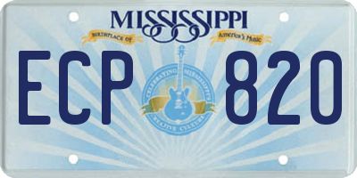 MS license plate ECP820