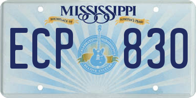 MS license plate ECP830