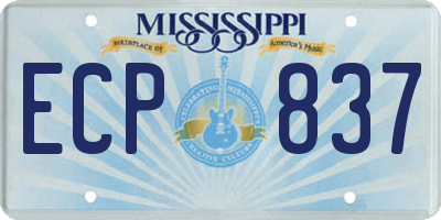 MS license plate ECP837