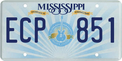 MS license plate ECP851