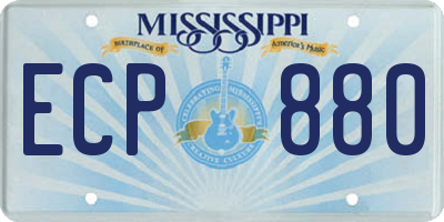 MS license plate ECP880