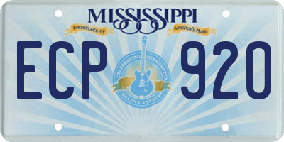 MS license plate ECP920
