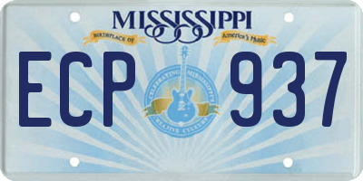 MS license plate ECP937