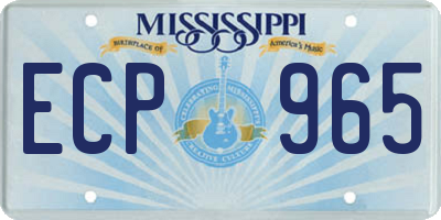 MS license plate ECP965
