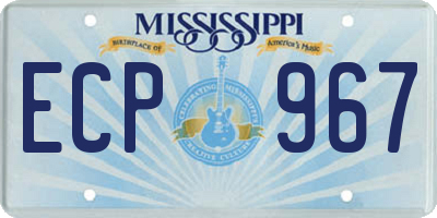 MS license plate ECP967