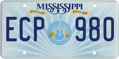 MS license plate ECP980