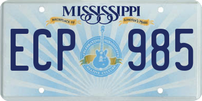 MS license plate ECP985