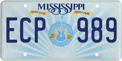MS license plate ECP989