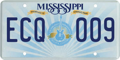 MS license plate ECQ009