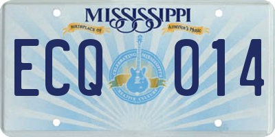 MS license plate ECQ014