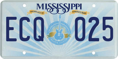 MS license plate ECQ025