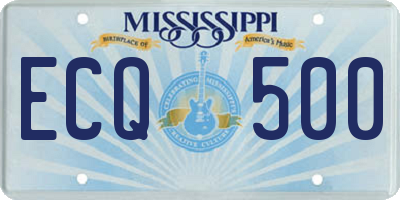 MS license plate ECQ500
