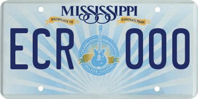 MS license plate ECR000