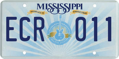 MS license plate ECR011