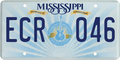 MS license plate ECR046