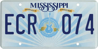 MS license plate ECR074