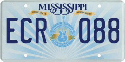 MS license plate ECR088
