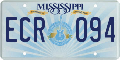 MS license plate ECR094