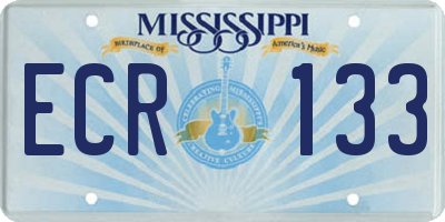 MS license plate ECR133
