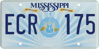 MS license plate ECR175