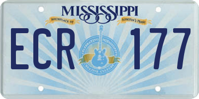 MS license plate ECR177