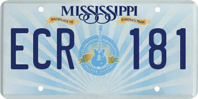 MS license plate ECR181