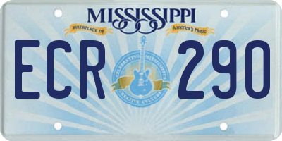 MS license plate ECR290