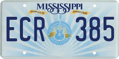 MS license plate ECR385