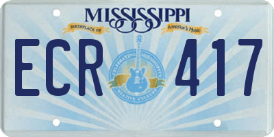 MS license plate ECR417