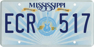 MS license plate ECR517