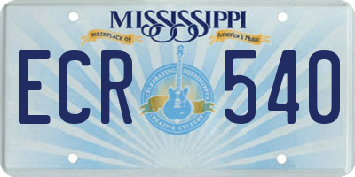 MS license plate ECR540