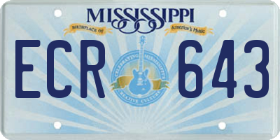MS license plate ECR643
