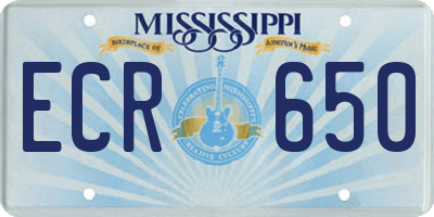 MS license plate ECR650