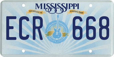 MS license plate ECR668