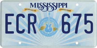 MS license plate ECR675