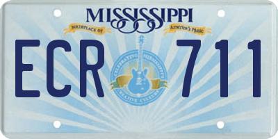 MS license plate ECR711