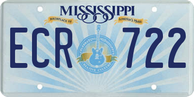 MS license plate ECR722