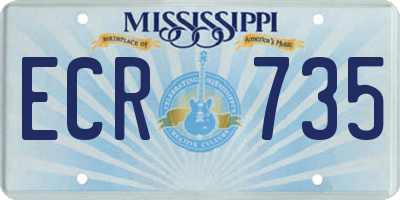 MS license plate ECR735