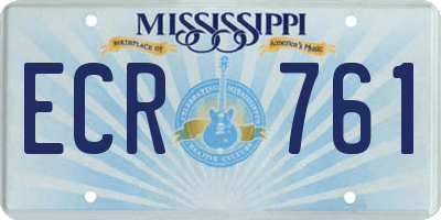 MS license plate ECR761