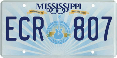 MS license plate ECR807