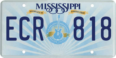 MS license plate ECR818