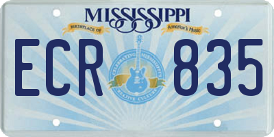 MS license plate ECR835