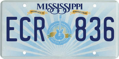 MS license plate ECR836