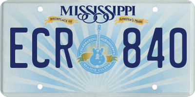 MS license plate ECR840
