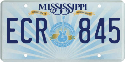 MS license plate ECR845